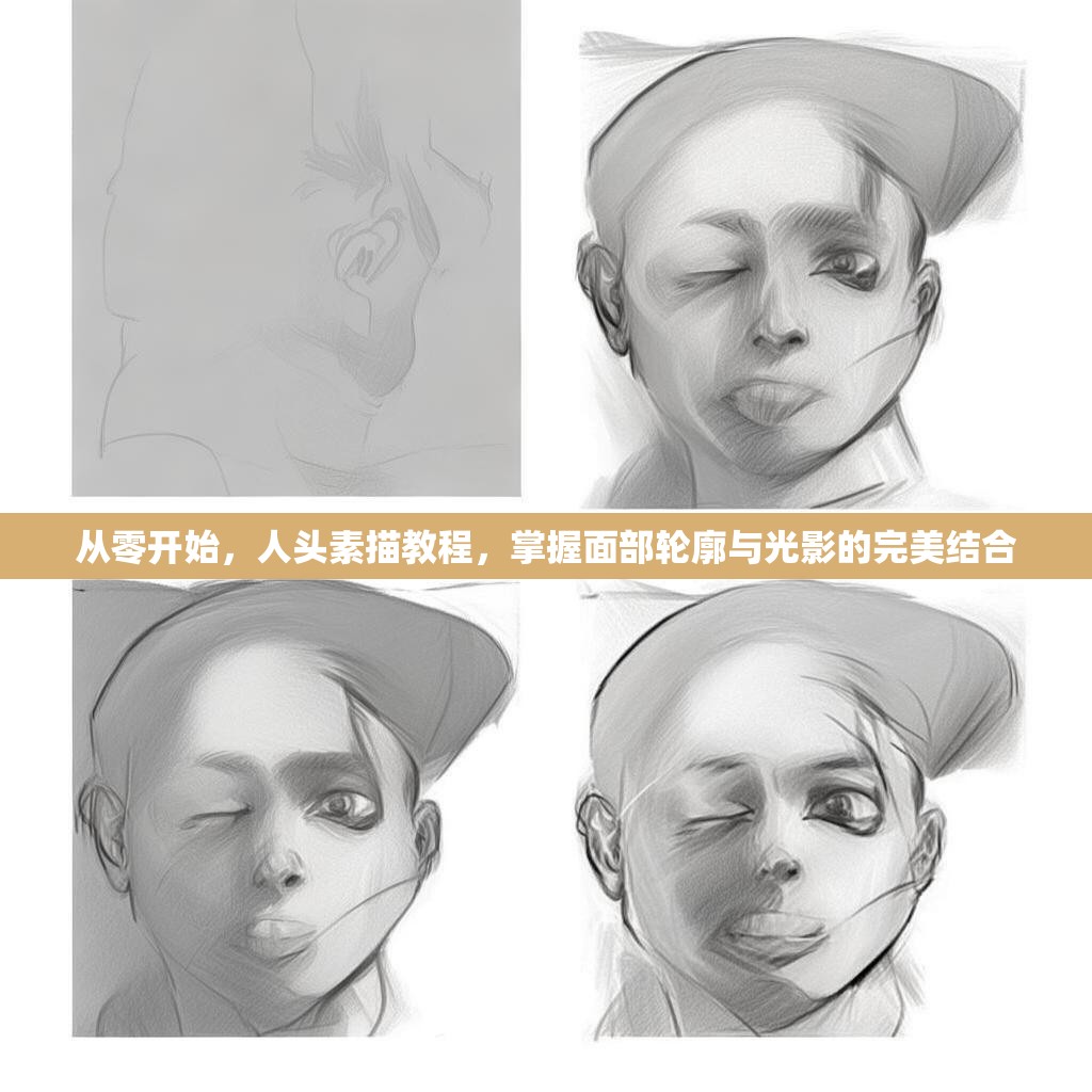 从零开始，人头素描教程，掌握面部轮廓与光影的完美结合