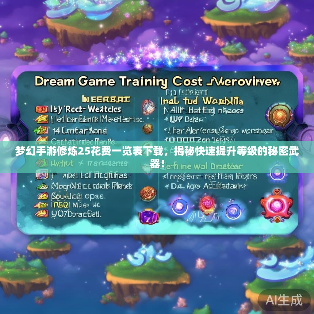 梦幻手游修炼25花费一览表下载,揭秘快速提升等级的秘密武器! 梦幻手游修炼25花费一览表下载,揭秘快速提升等级的秘密武器!